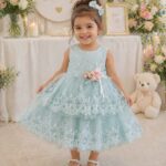 Girls’ Blue Lace Tulle Party Dress