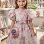 Floral Dress Set with Matching Bag & Headband